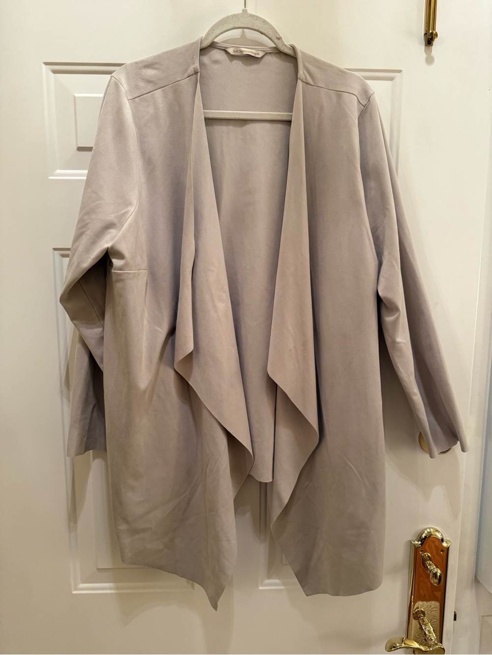 Light Gray Draped Open-Front Women's Coat